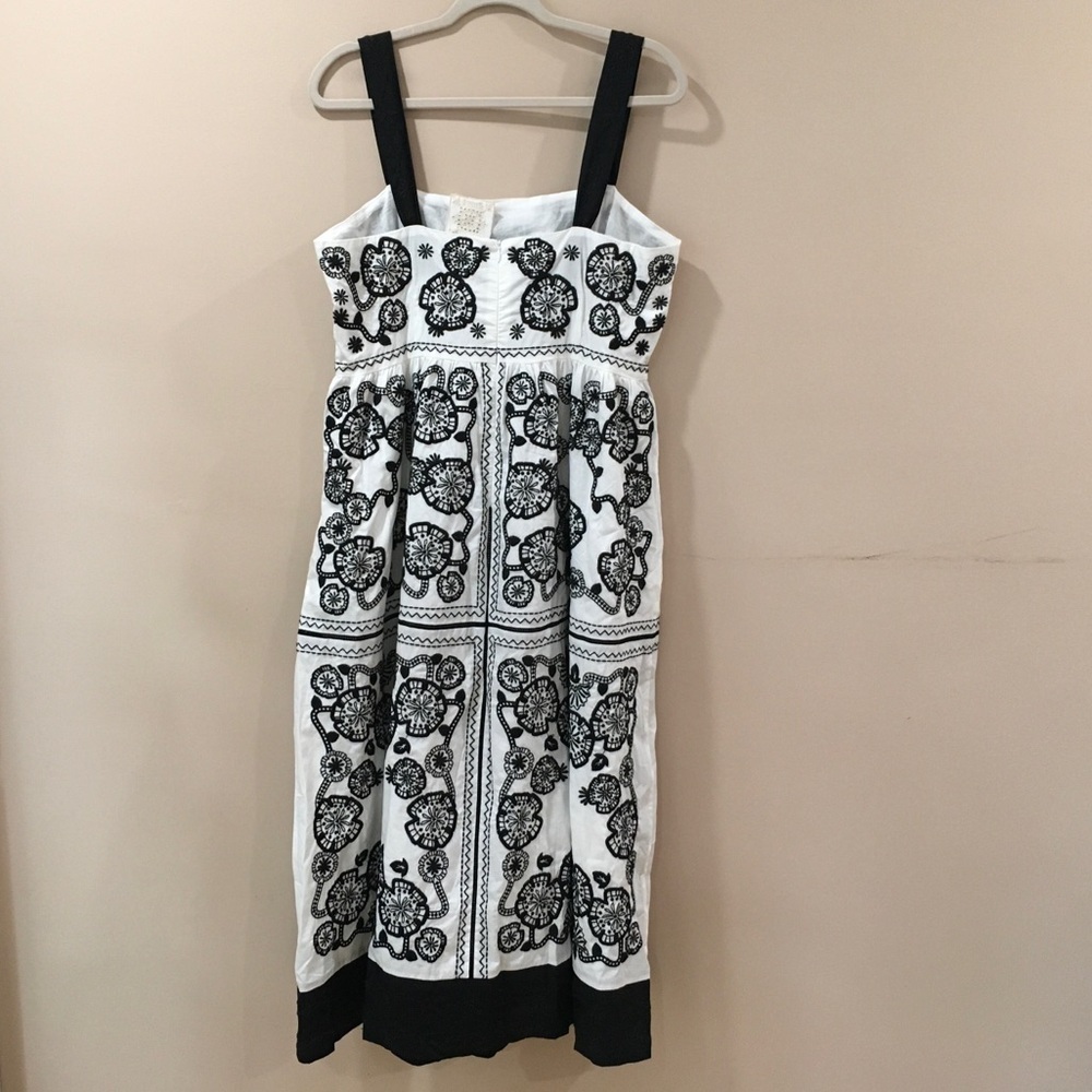 Johnny Was Womens L Mel Embroidered Midi Dress White Black Cotton Boho Parisian - Picture 3 of 9